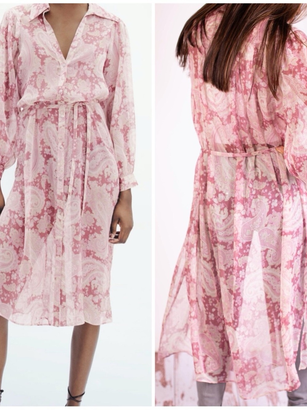 Zara paisley sheer cover up pink